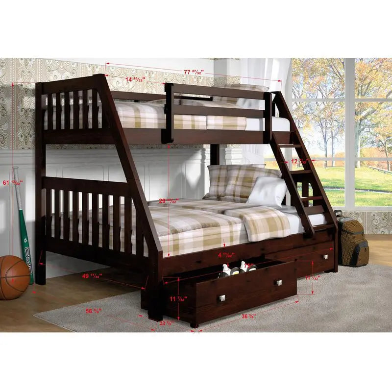 Twin/Full Mission Bunk Bed by Donco Trading Donco