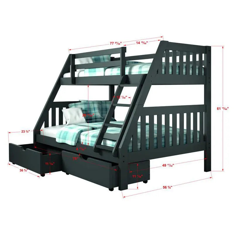 Twin/Full Mission Bunk Bed by Donco Trading Donco