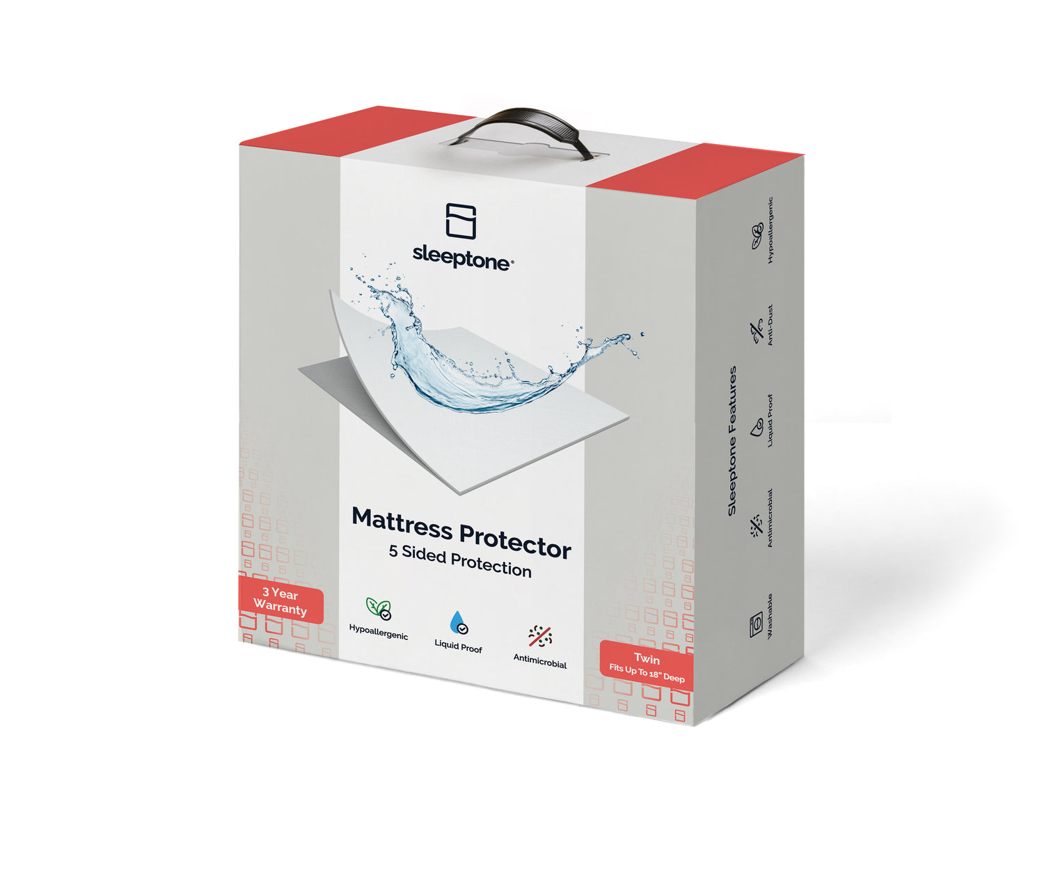 Five sided waterproof mattress protector showing full coverage with hidden zipper enclosure