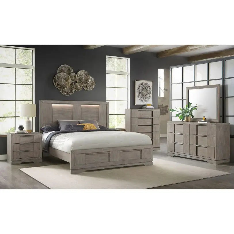 Kelis King Panel Bed with LED Lights Elements