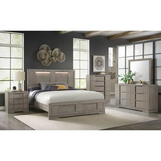 Kelis King Panel Bed with LED Lights Elements